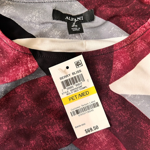 Alfani Petit Colorbrock Geometric High-Low Tunic blouse - Picture 6 of 6